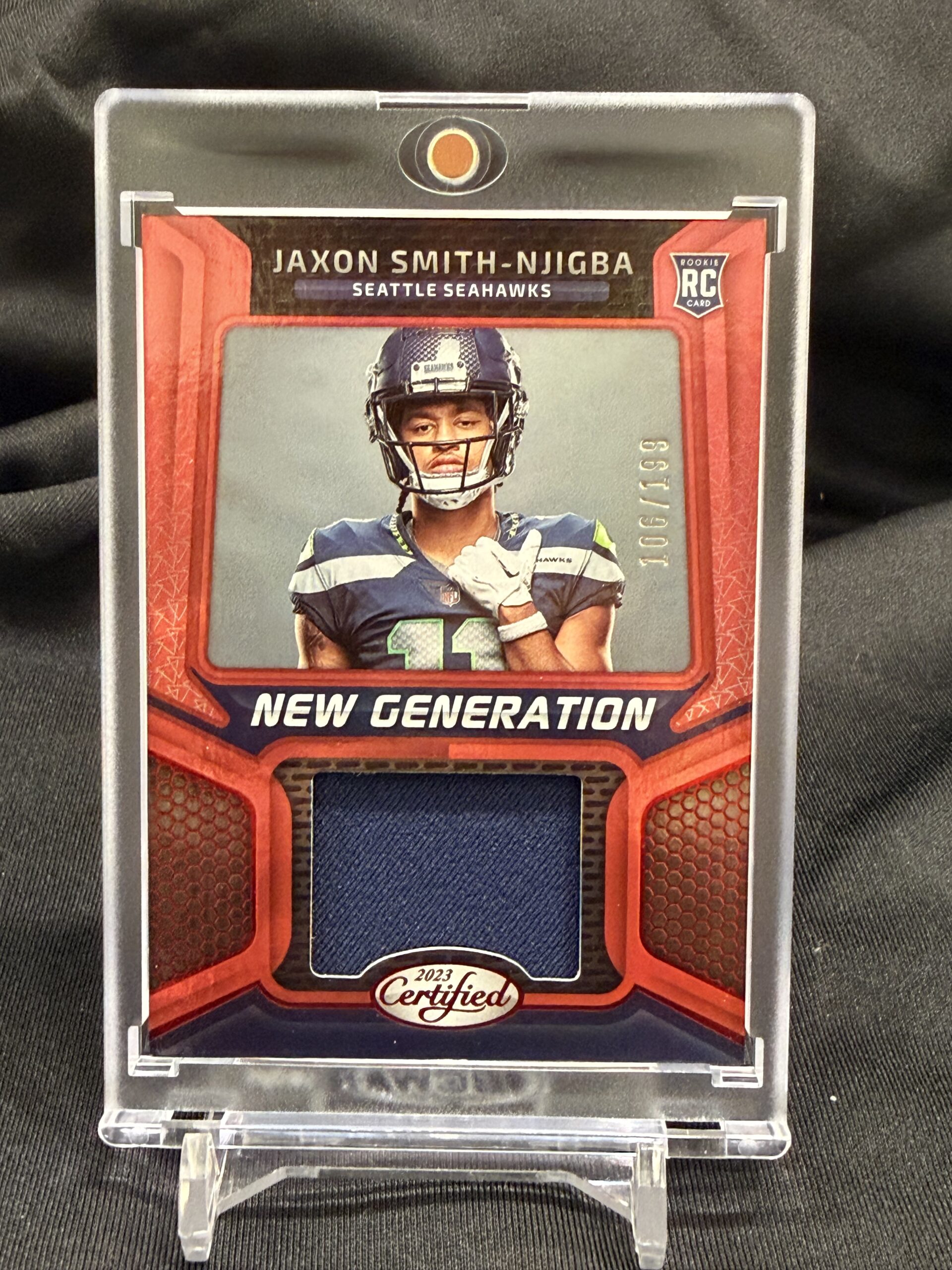 2023 Panini Certified Jaxon Smith-Njigba New Generation Rookie RC Jersey Relic #106/199 Red Parallel
