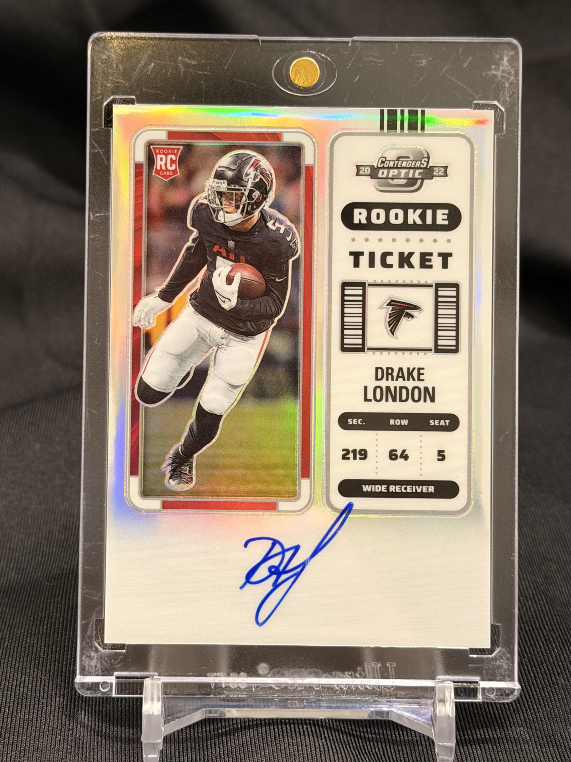 2022 Panini Contenders Optic Drake London Rookie Ticket Auto Holo Refractor RC