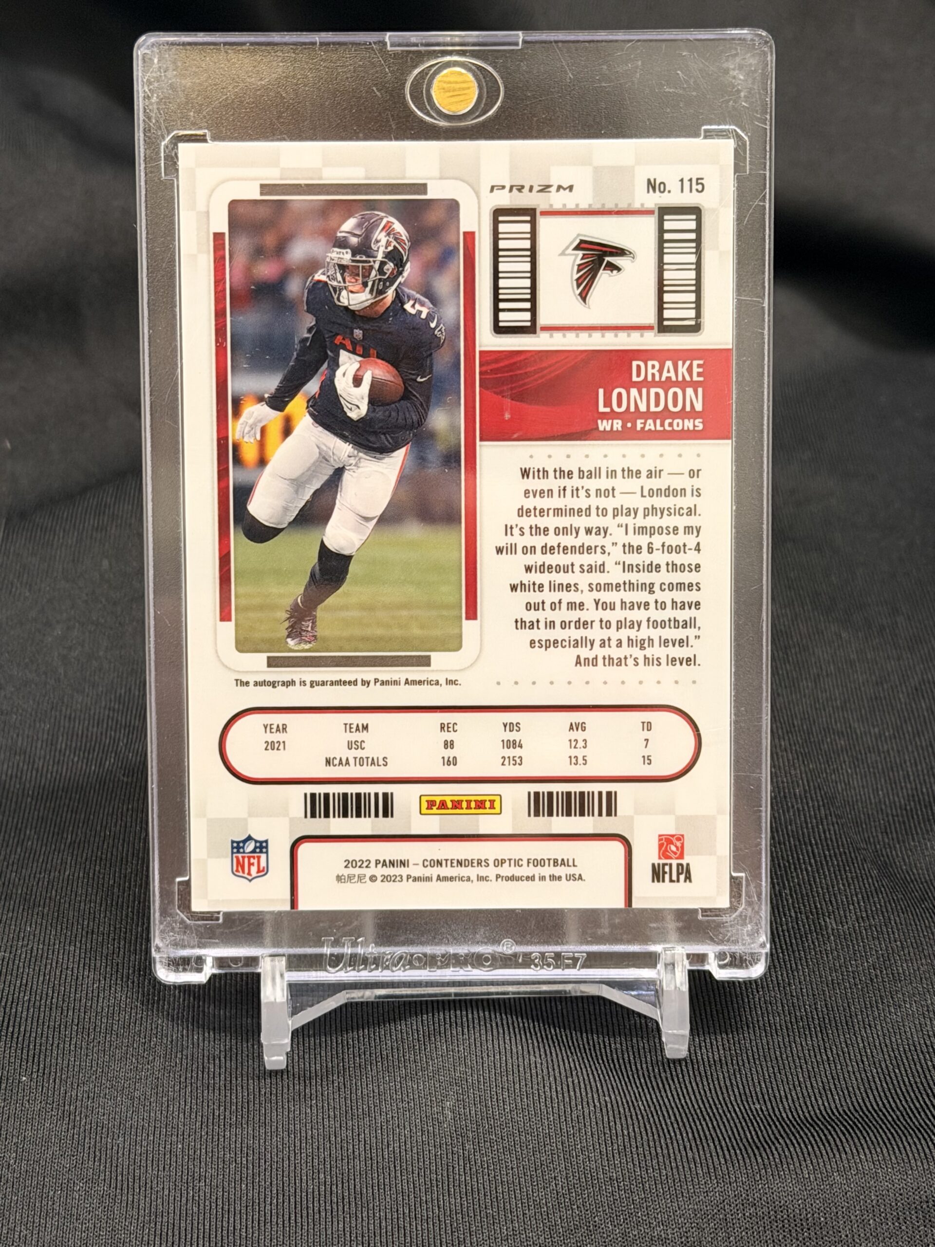 2022 Panini Contenders Optic Drake London Rookie Ticket Auto Holo Refractor RC - Image 2