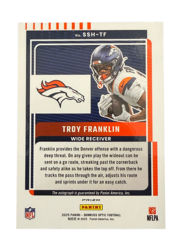2025 Panini Donruss Optic Football Signature Series Troy Franklin #SSH-TF Holo Auto - Image 2