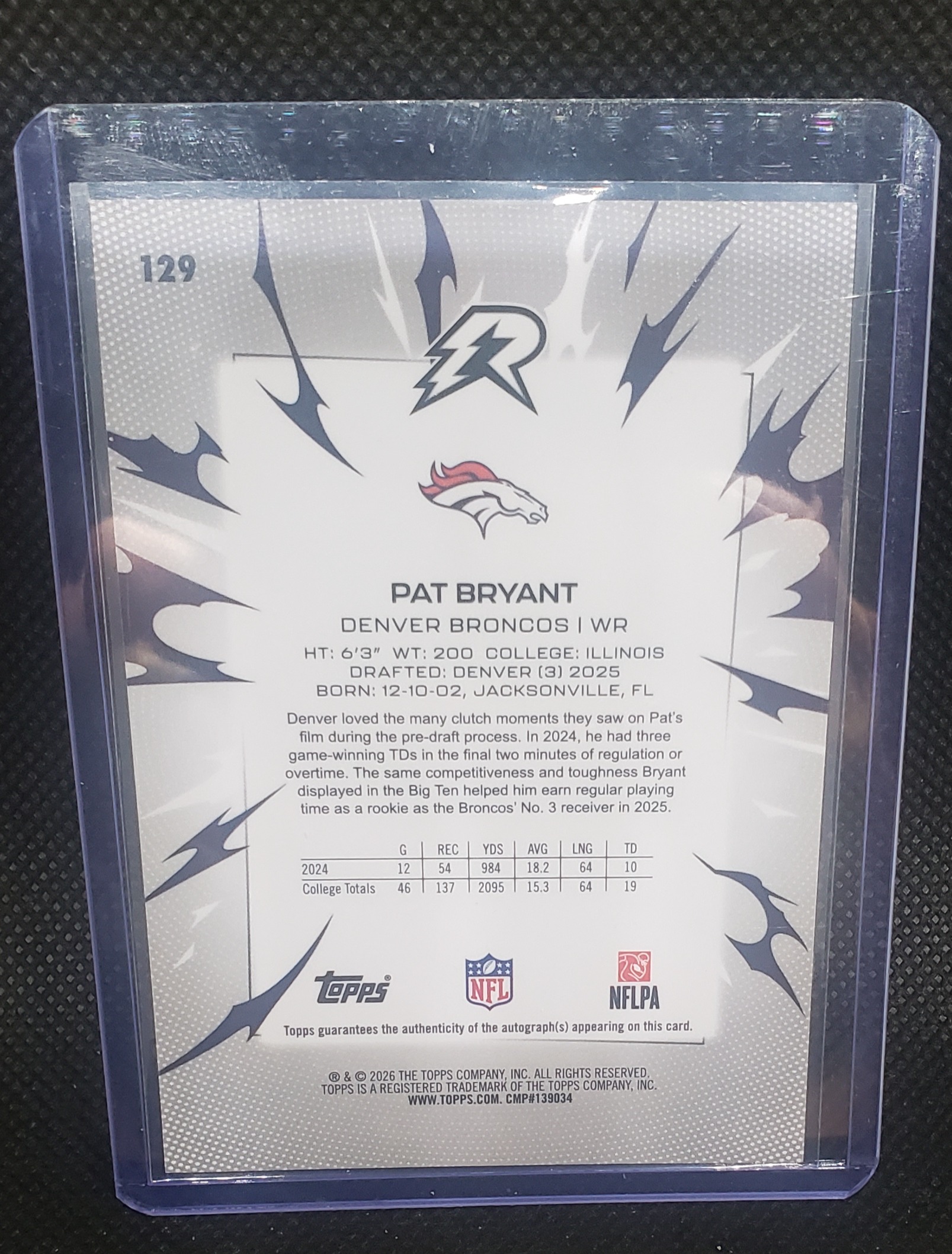 2026 Topps Resurgence Pat Bryant #129 Rookie Autograph 078/125 - Image 2