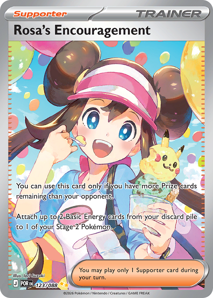 2024 Pokemon Scarlet & Violet—Prismatic Evolutions Rosa's Encouragement #123/088 Full Art Holofoil