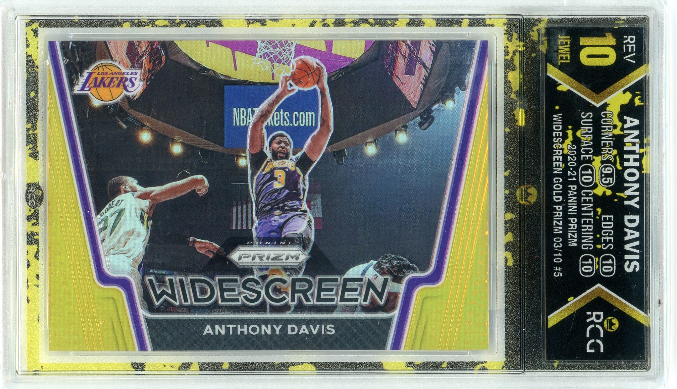 2020-21 Panini Prizm Anthony Davis Lakers Widescreen GOLD Prizm #03/10 JERSEY # RCG 10