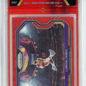 2020-21 Panini Prizm LeBron James Lakers Kobe Tribute Red Wave Prizm RCG 9 Mint
