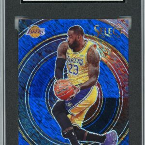2020-21 Panini Select LeBron James LA Lakers Numbers Insert Blue Prizm SGC 9.5