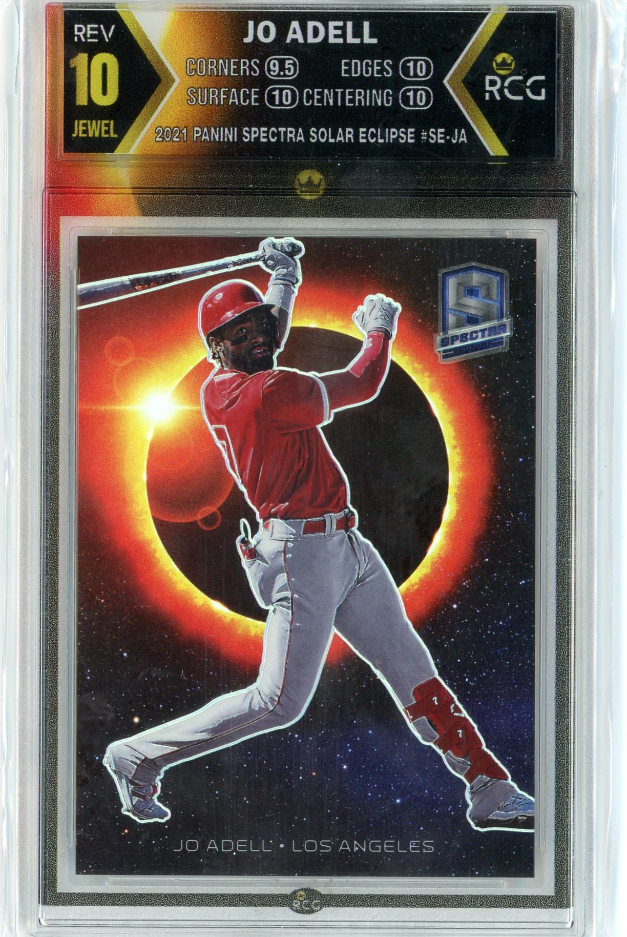 2021 Panini Spectra Jo Adell LA Angels Rookie Solar Eclipse Holo Prizm Case Hit RCG 10 Jewel