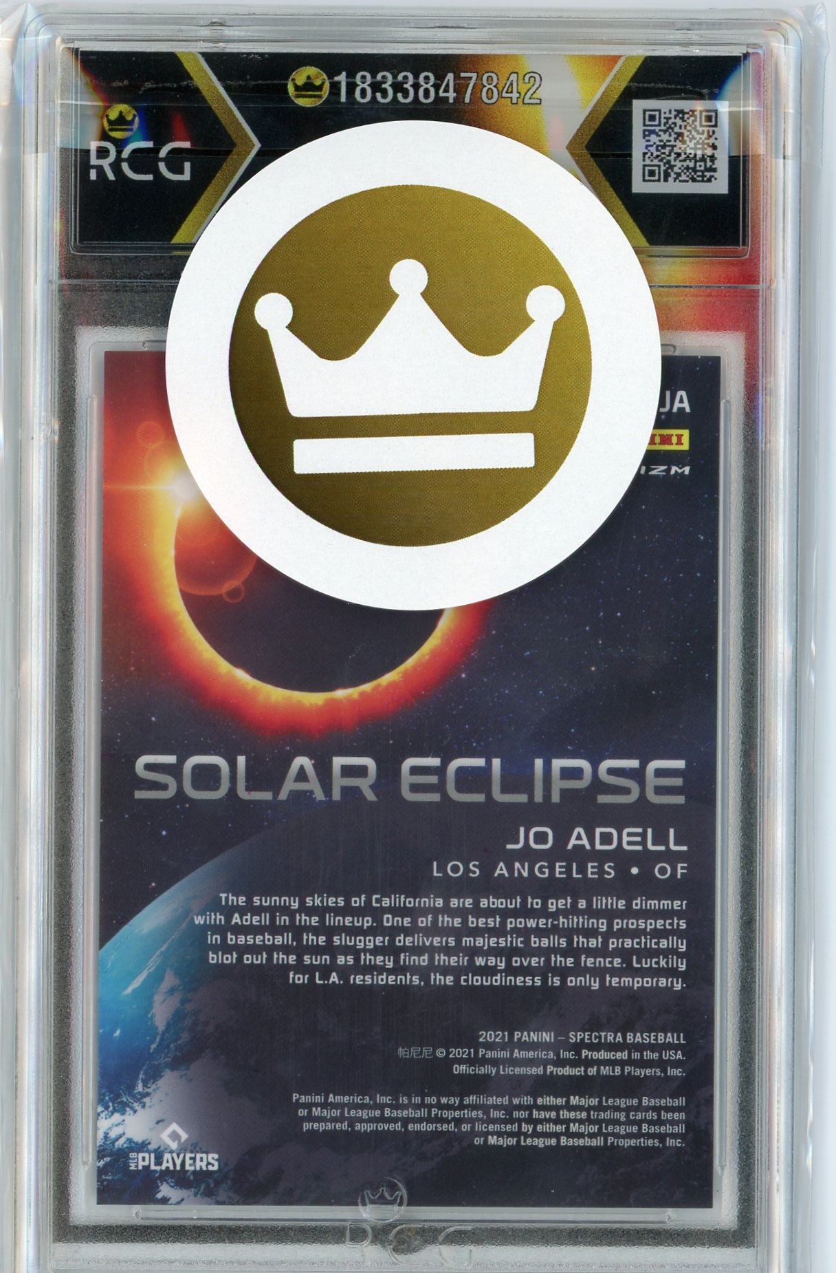 2021 Panini Spectra Jo Adell LA Angels Rookie Solar Eclipse Holo Prizm Case Hit RCG 10 Jewel - Image 2