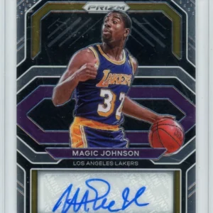 2020-21 Panini Prizm Magic Johnson Los Angeles Lakers Penmanship Auto Card #PE-MAG