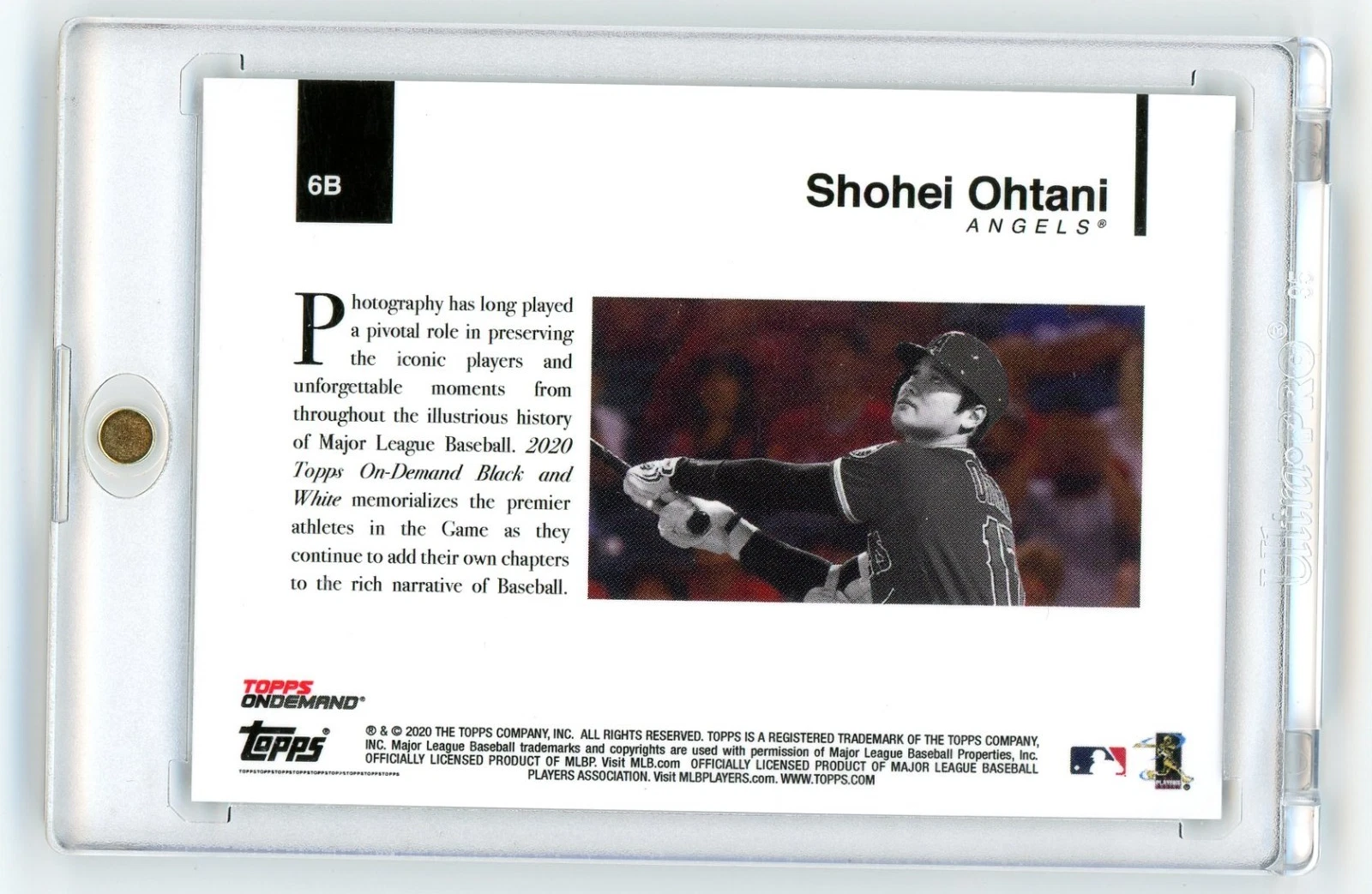 2020 Topps Black & White Shohei Ohtani Angels Color Background Parallel #05/25 Card #6B RARE CARD! - Image 2
