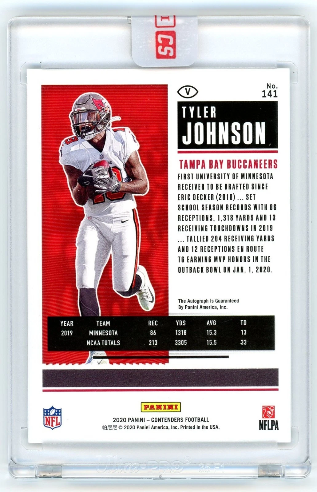 2020 Panini Contenders Tyler Johnson Buccaneers Rookie Championship Ticket Auto Variation #16/25 - Image 2