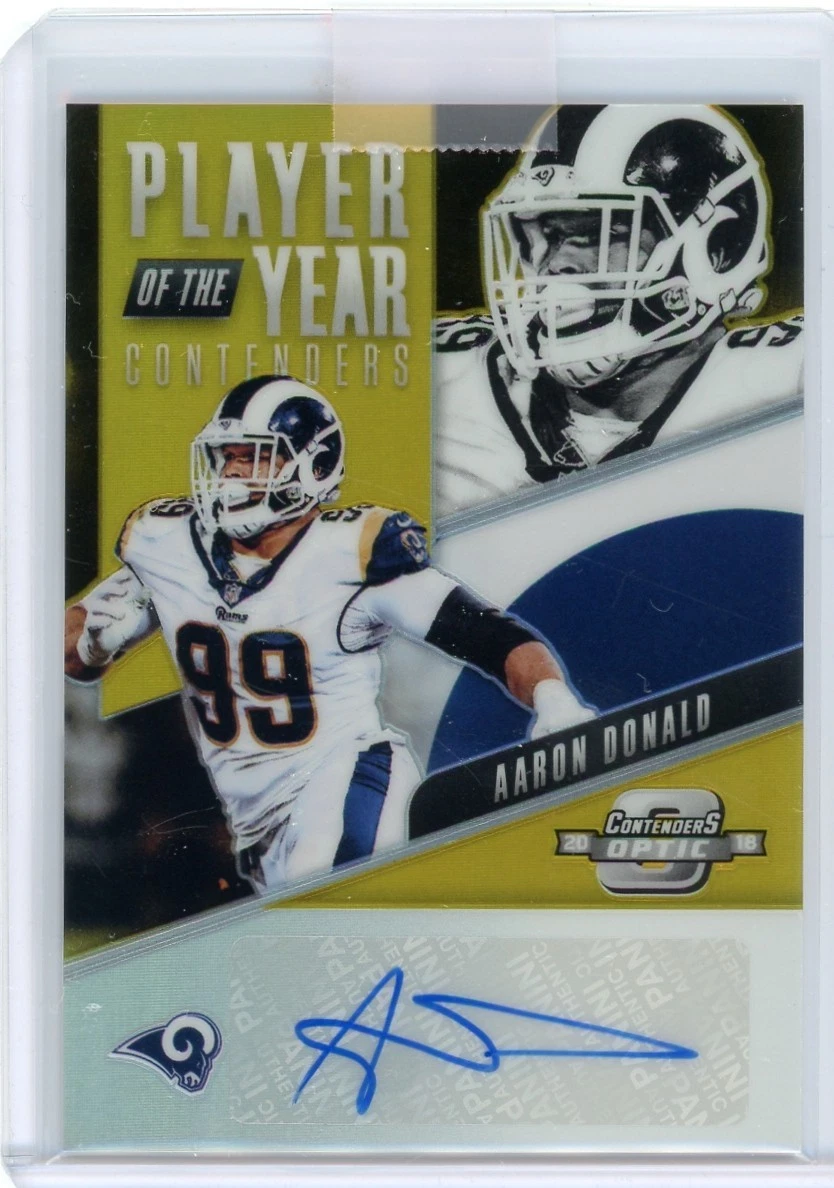 2018 Panini Contenders Optic Aaron Donald Rams Player Of Year Gold Prizm Auto #10/10 SSP