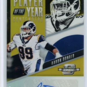 2018 Contenders Optic Aaron Donald Rams GOLD Prizm Player Of The Year Autograph #10/10