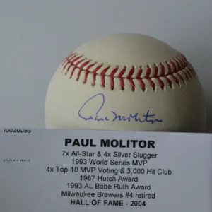 Paul Molitor Milwaukee Brewers HOF'er Autographed MLB Rawlings Baseball Tristar Hologram COA