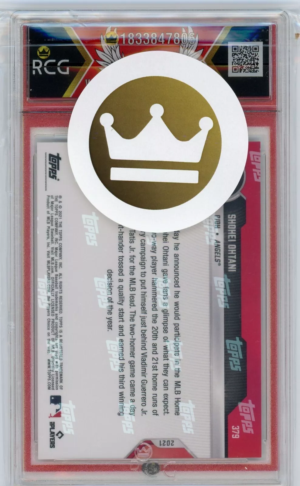 2021 Topps Now Shohei Ohtani Angels Orange Parallel #5/5 RCG 10 Jewel RARE CARD! - Image 2