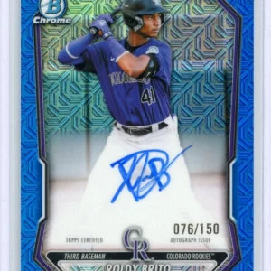 2026 Bowman Chrome Roldy Brito Rockies Chrome Blue Mojo Refractor On Card Auto #076/150