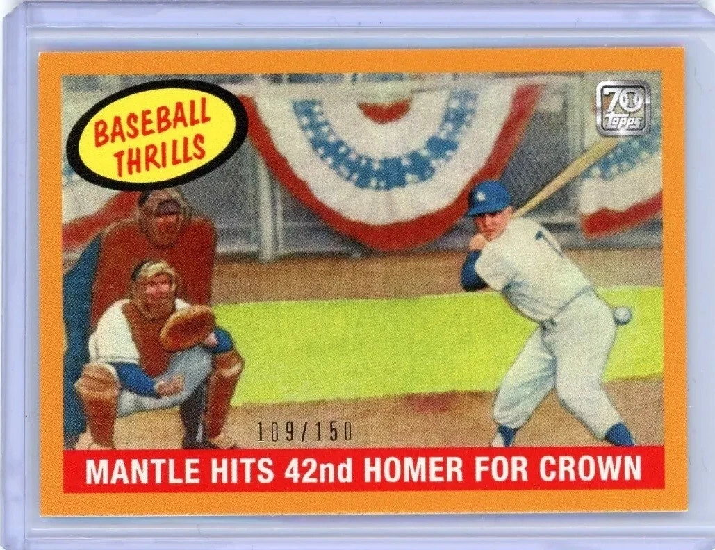 2021 Topps X Mickey Mantle Yankees "Baseball Thrills 1959 42nd HR" Orange Parallel #109/150