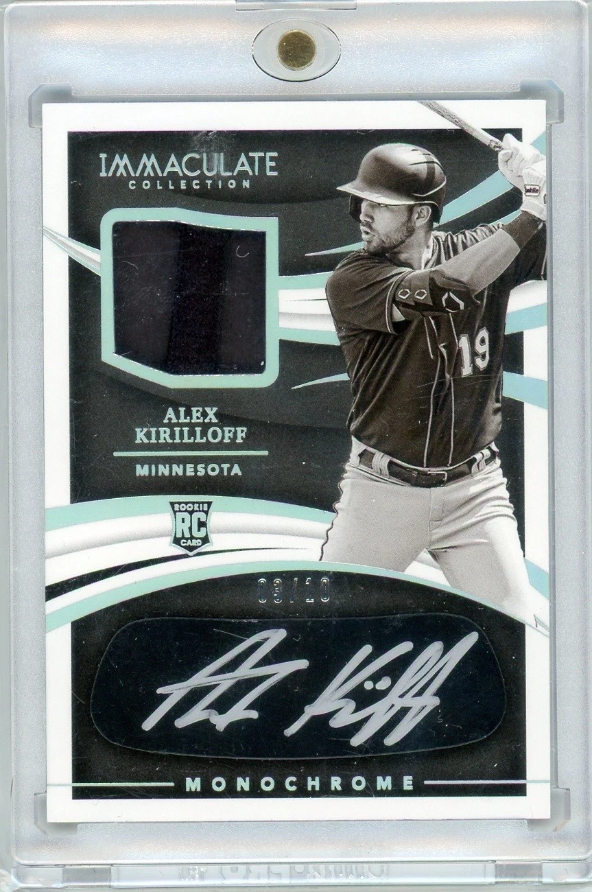 2021 Panini Immaculate Collection Alex Kirilloff Twins Rookie Patch Silver Auto Eye Black #3/10