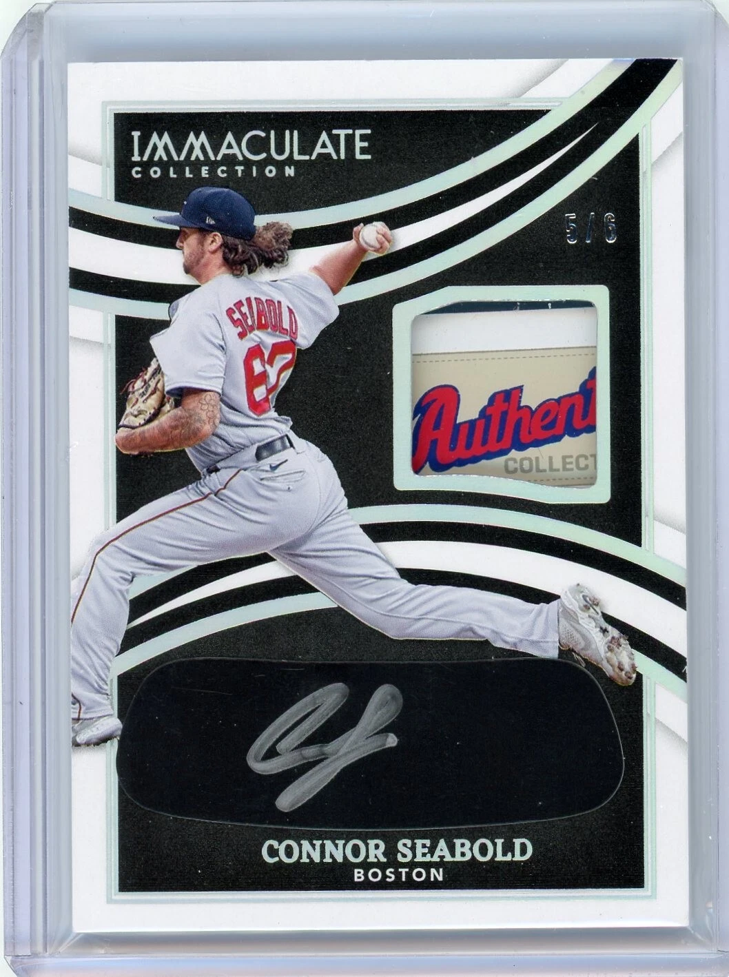 2022 Panini Immaculate Collection Connor Seabold Red Sox Rookie Auto Black Tags #5/6 Laundry Tag