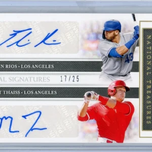 2020 Panini National Treasures Edwin Rios Dodgers/Matt Thaiss Angels Dual Auto Gold #17/25