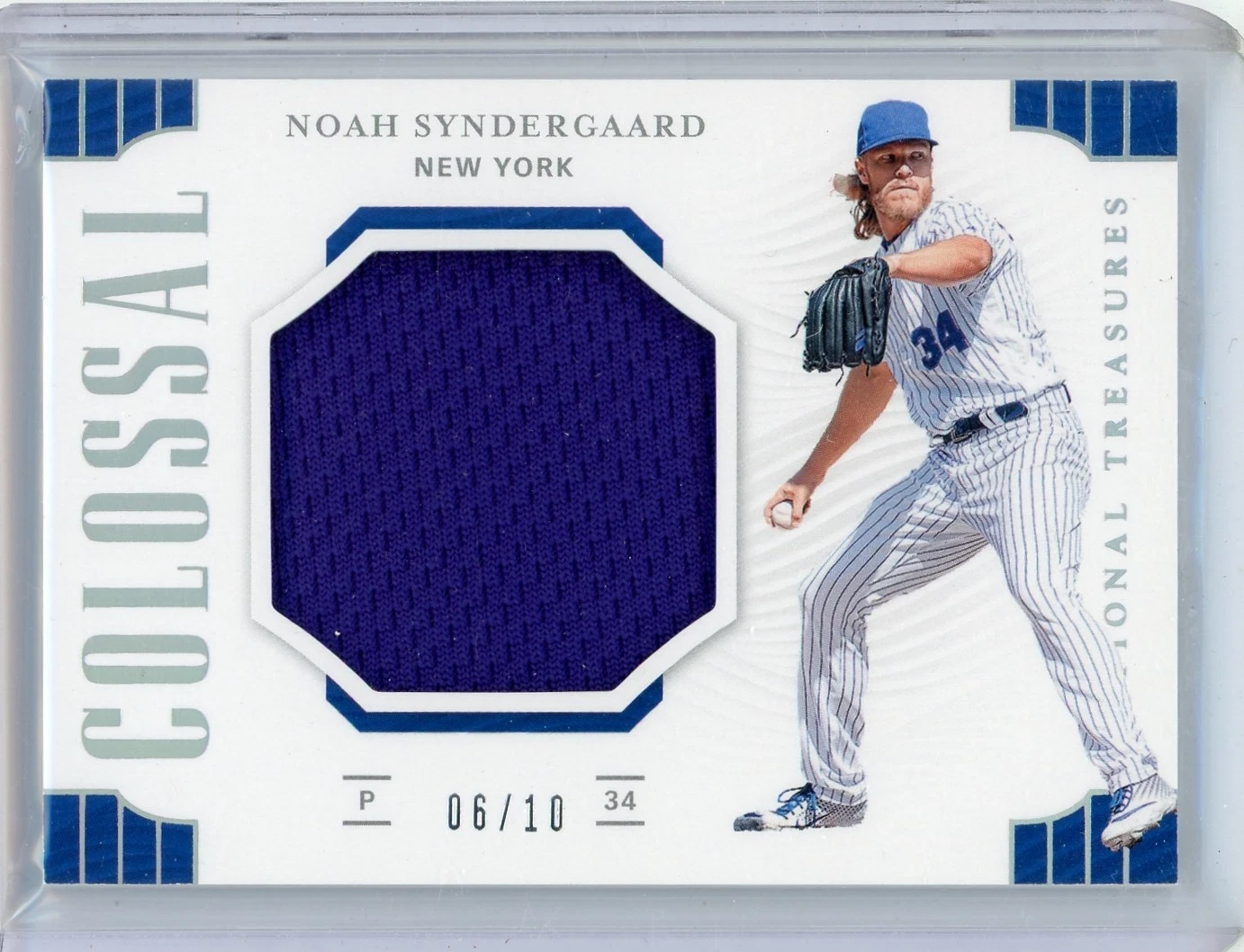 2019 Panini National Treasures Noah Syndergaard NY Mets Silver Colossal Materials #06/10