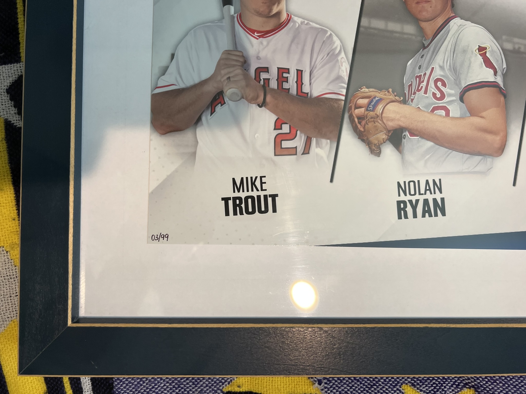 Framed Topps Fine Art Print Trout/Ryan/Carew LA Angels Faces Of The Franchise Design #03/99 - Image 2