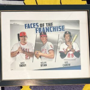 Framed Topps Fine Art Print Trout/Ryan/Carew LA Angels Faces Of The Franchise Design #03/99
