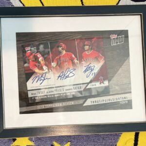 Framed Topps Fine Art Print Trout/Pujols/Ohtani LA Angels Topps Now Review Design #17/99