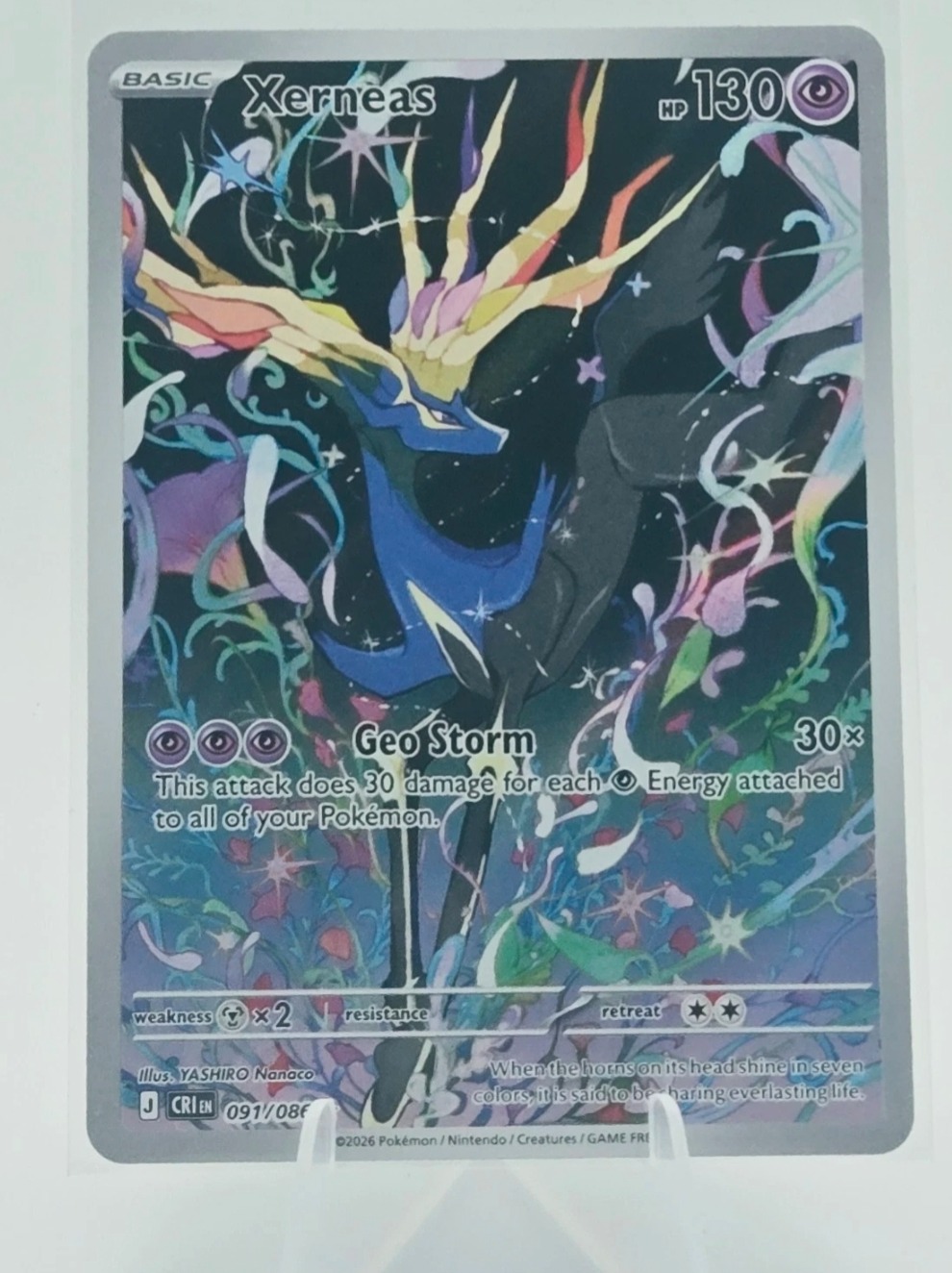 2026 Pokemon CRI Xerneas #091/086 Full Art Holofoil - Image 2
