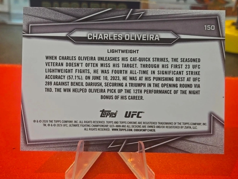 2026 Topps Chrome UFC Charles Oliveira #150 Black Speckle Refractor - Image 2