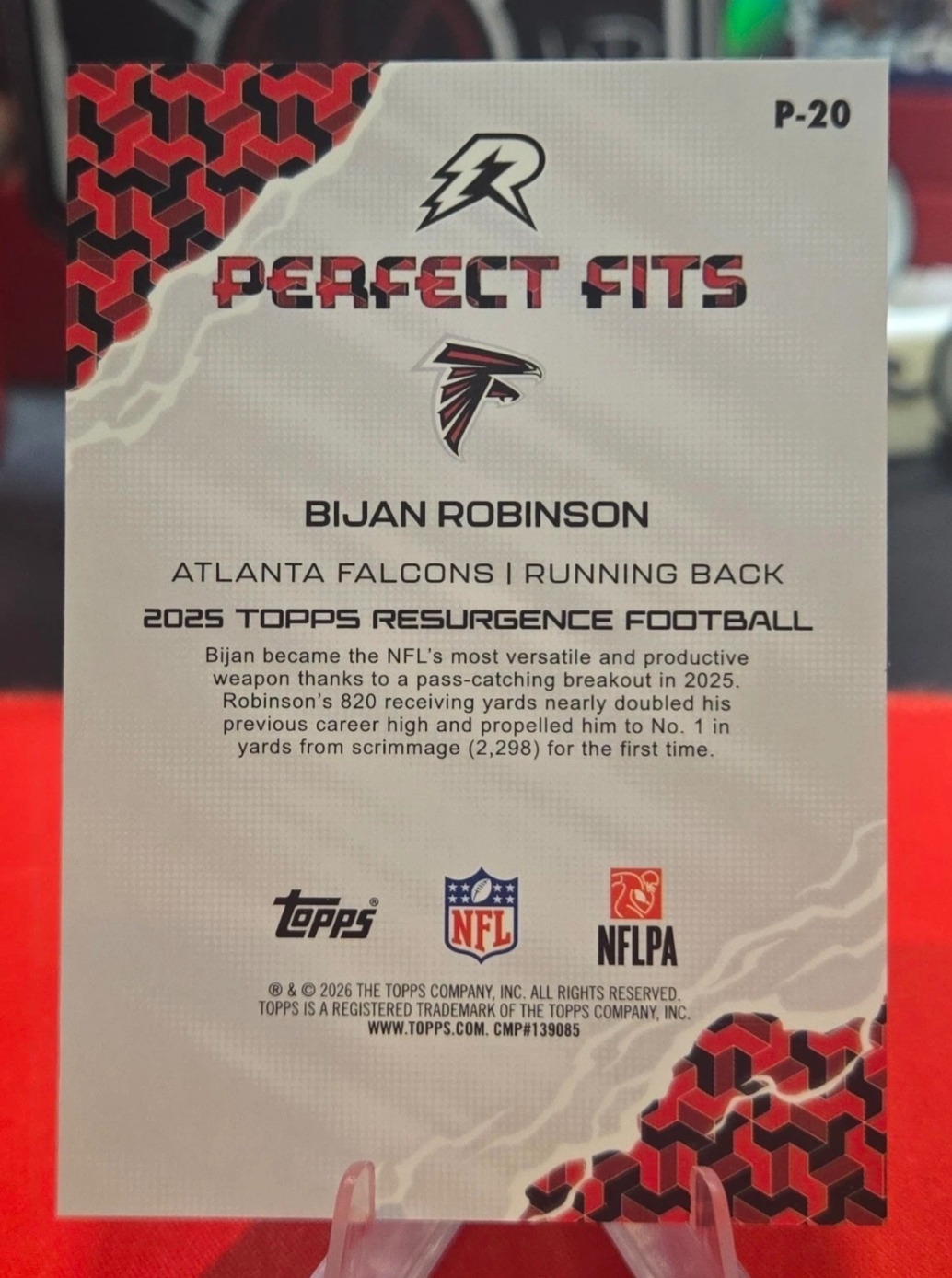 2025 Topps Resurgence Football Bijan Robinson Case Hit #P-20 Perfect Fits Insert Atlanta Falcons - Image 2