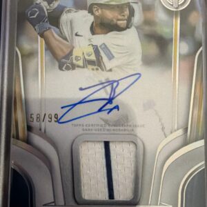2026 Topps Tribute Jackson Chourio #TTTA-JC Tribute to Threads Autograph Relic 58/99