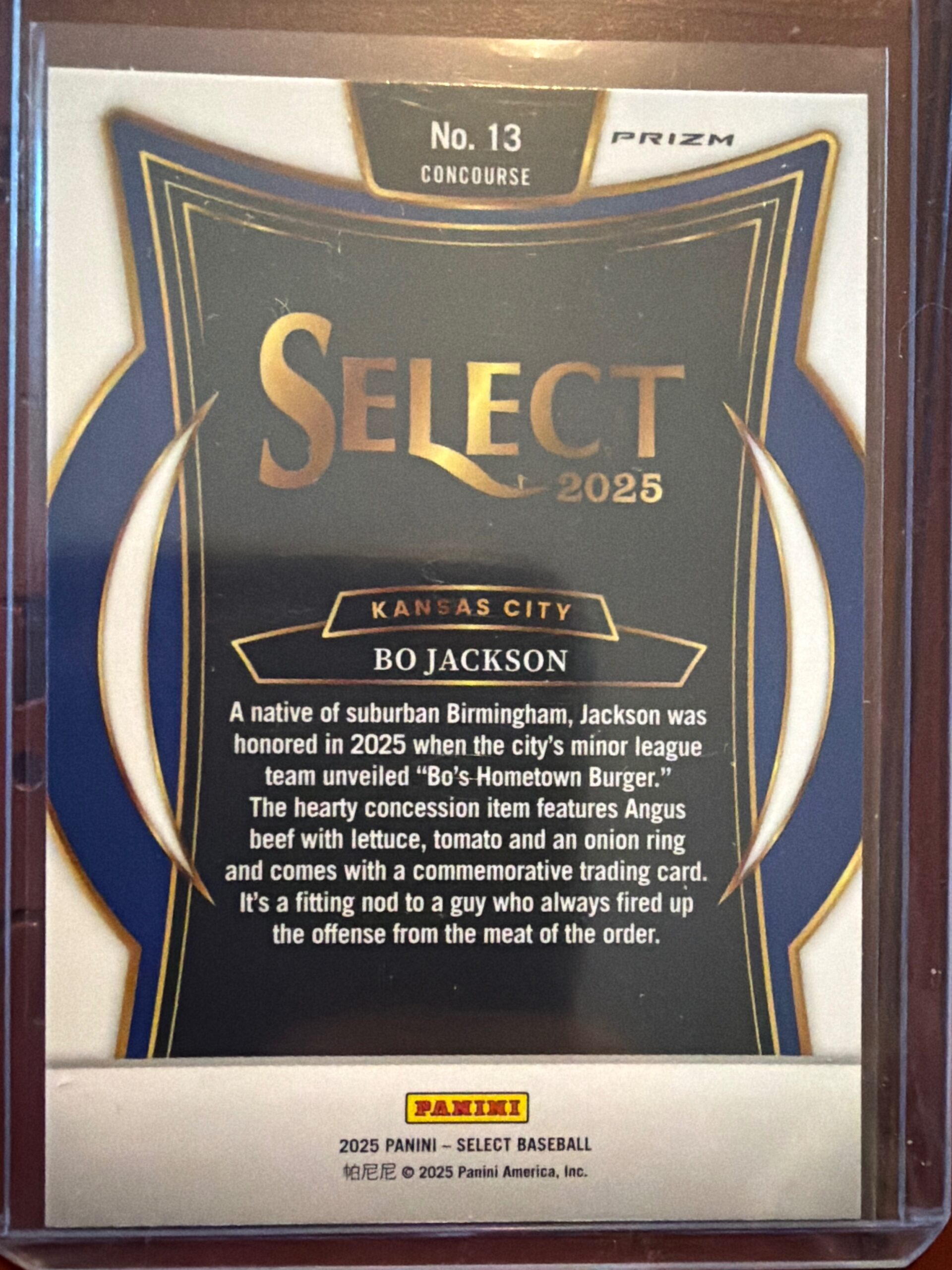 2025 Panini Select Baseball Bo Jackson #13 Prizm Concourse Kansas City - Image 3