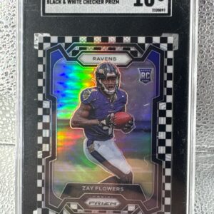2023 Panini Prizm Zay Flowers #307 Black & White Checker Prizm RC SGC 10