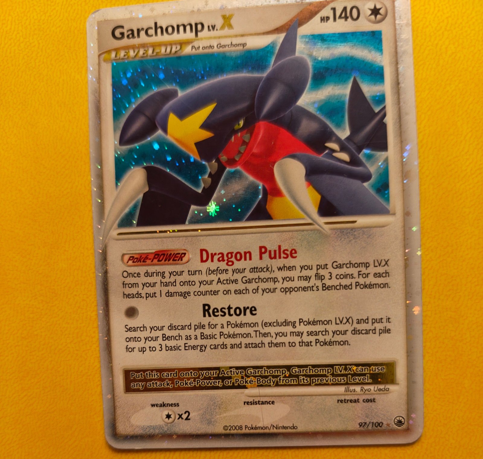 2008 Pokemon Majestic Dawn Garchomp LV.X #97/100 Holofoil - Image 3