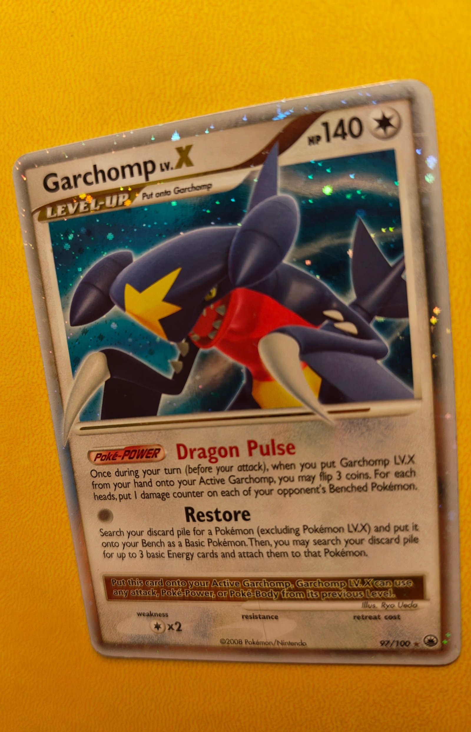 2008 Pokemon Majestic Dawn Garchomp LV.X #97/100 Holofoil - Image 4