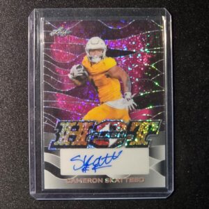 2024 Leaf Hot Flash Cameron Skattebo #FHF-CS1 Autograph 1/7 Pink Speckle